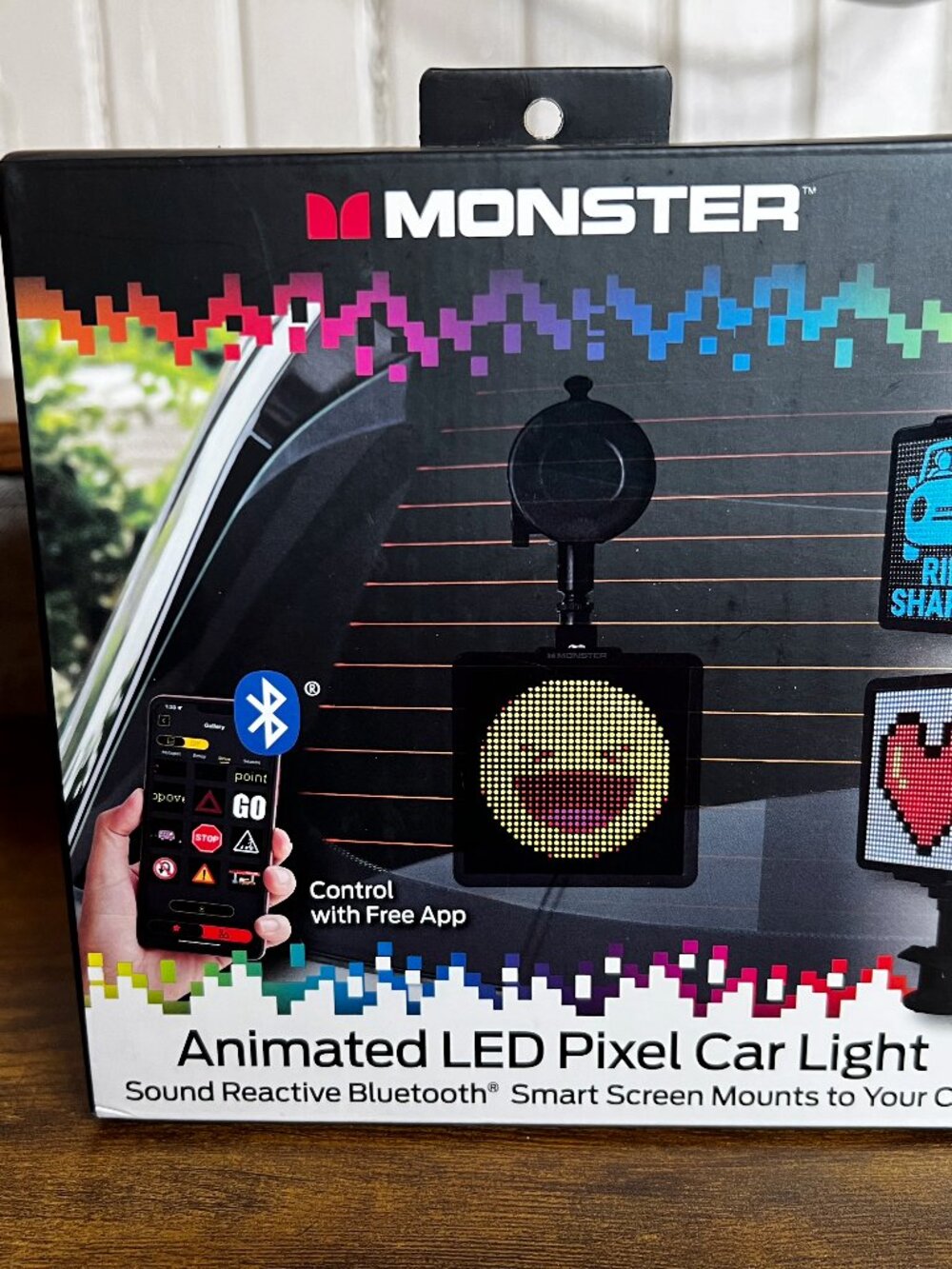 Monster Smart Car LED Pixel Art Screen Bluetooth Sound Reactive Sign Uber Lyft
